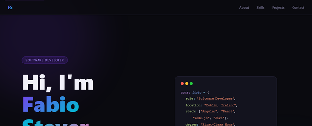 Fabio Steyer portfolio website hero section